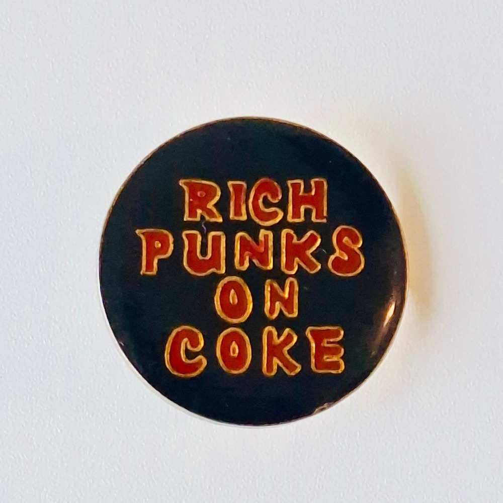 Vintage 1980s Rich Punks On Coke Enamel Lapel Pin Punk Rock The Tubes Parody